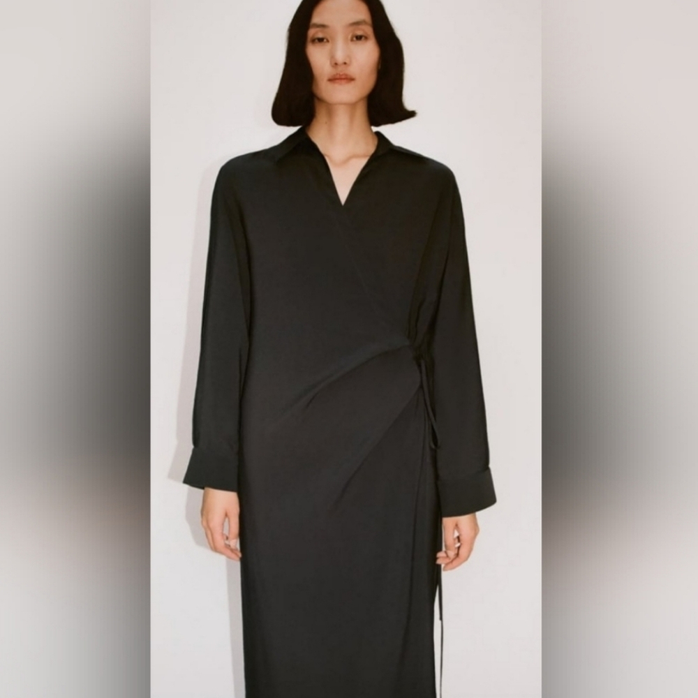 Zara Women's NWT Long Dark Shirt Dress. Size S - Picture 3 of 16